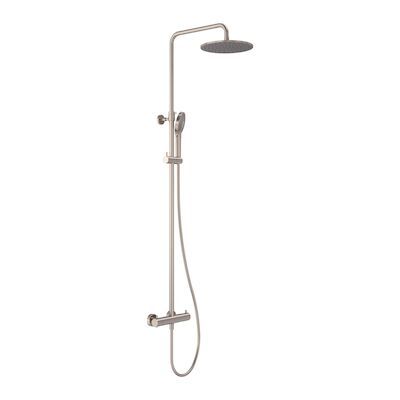 Regendoucheset MAY Opbouw met Thermostaat, Incl. 3-Standen Handdouche & Hoofddouche 25 cm Geborsteld Nickel PVD