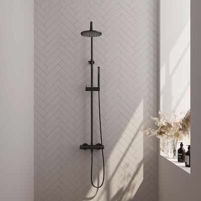 Regendoucheset Opbouw Brauer Black Carving 30 cm Thermostatisch met Handdouche 3-Standen Mat Zwart