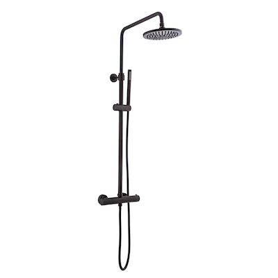 Regendoucheset Opbouw Sanilux Blair Thermostatisch Douchekop 25 cm Mat Zwart