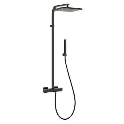 Regendoucheset Opbouw Sapho Dimy Thermostaatkraan 25×25 cm Mat Zwart