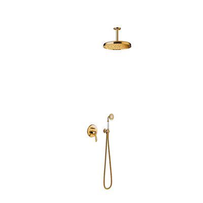 Regendoucheset Tres Clasic Mengkraan Plafondarm Incl. Handdouche Goud
