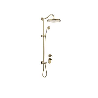 Regendoucheset Tres Clasic Opbouw Incl. Handdouche Inbouw Douchethermostaat Verouderd Messing Mat