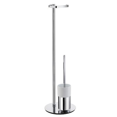 Reserverolhouder Smedbo Outline met Borstelhouder Porselein Container Rond 23×78 cm Chroom