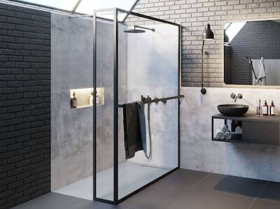 Riho Lucid inloopdouche 140x30x200cm Helder glas/Mat zwart
