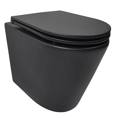 Rimless Wandcloset Wiesbaden Tornado Flush Mat Zwart Met Flatline Toiletzitting Softclose En Quick Release Mat Zwart