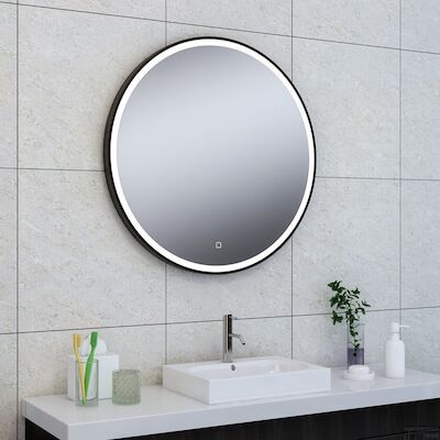Ronde Spiegel Wiesbaden Maro met LED Verlichting 100 cm Mat Zwart
