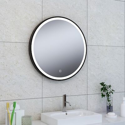 Ronde Spiegel Wiesbaden Maro met LED Verlichting 60 cm Mat Zwart