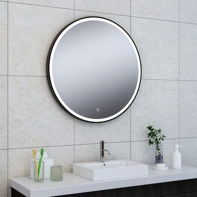 Ronde Spiegel Wiesbaden Maro met LED Verlichting 80 cm Mat Zwart