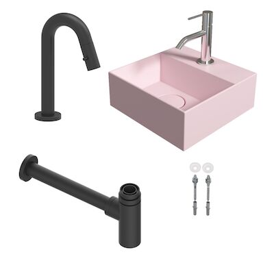 Salenzi Fonteinset Spy 30×30 cm Mat Roze (Keuze uit 8 kranen in 4 kleuren)