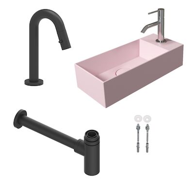 Salenzi Fonteinset Spy 45×20 cm Mat Roze (Keuze uit 8 kranen in 4 kleuren)