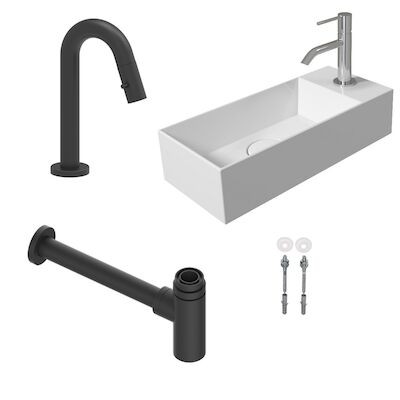 Salenzi Fonteinset Spy 45×20 cm Mat Wit (Keuze uit 8 kranen in 4 kleuren)