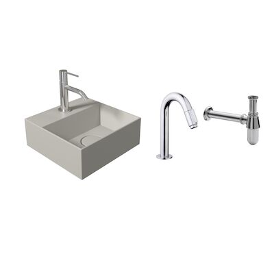 Salenzi Fonteinset Spy Mat Grijs 30×30 cm Chroom (Keuze uit 20 kranen)