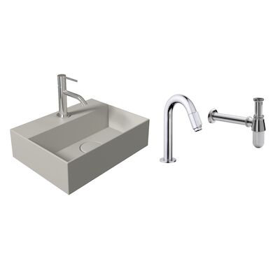 Salenzi Fonteinset Spy Mat Grijs 40×30 cm Chroom (Keuze uit 20 kranen)