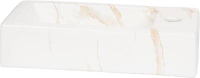 Saqu Basin fontein met kraangat rechts 36x18x9cm Carrara