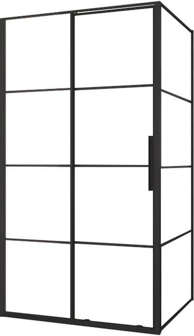 Saqu Dasil industriële douchecabine met draaideur incl. antikalk 120x90x210cm mat zwart