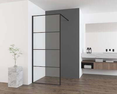 Saqu Dasil industriële inloopdouche incl. antikalkbehandeling 80x210cm mat zwart