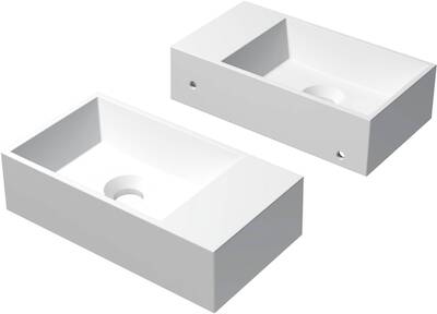 Saqu Fontein zonder kraangat rechts 40x22x10 cm Mat Wit