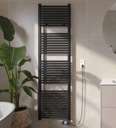 Saqu Fonti elektrische radiator 1000W 50×181,7cm mat zwart