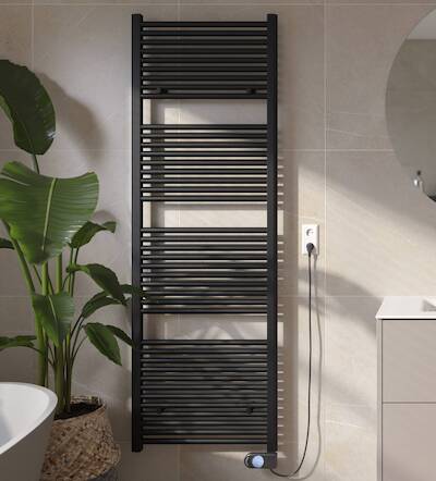 Saqu Fonti elektrische radiator 1000W 60×181,7cm mat zwart