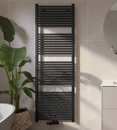 Saqu Fonti handdoekradiator 1067W 60×181,7cm mat zwart