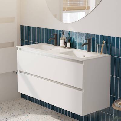 Saqu Gaia voorgemonteerd badmeubel met aluminium greeplijst incl. keramische wastafel 121x51cm glans wit
