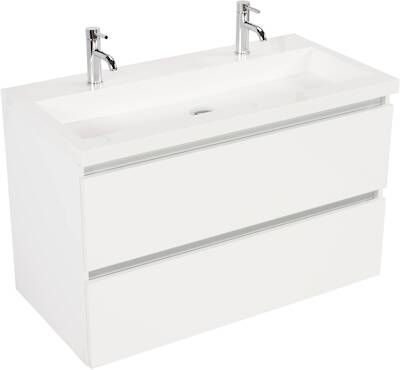 Saqu Gaia voorgemonteerd badmeubel met aluminium greeplijst incl. wastafel 100×51,5cm glans wit