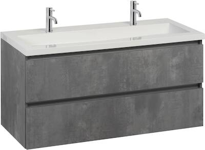 Saqu Gaia voorgemonteerd badmeubel met aluminium greeplijst incl. wastafel 120×51,5cm beton grijs