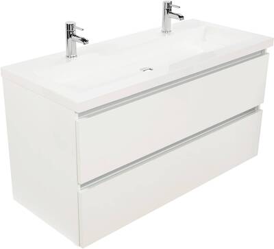 Saqu Gaia voorgemonteerd badmeubel met aluminium greeplijst incl. wastafel 120×51,5cm glans wit