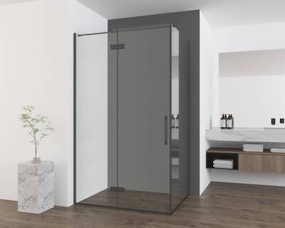 Saqu Gerento douchecabine met draaideur links incl. antikalk 90x90x210cm geborsteld grijs