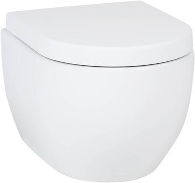 Saqu Home compact en randloos hangtoilet met PowerFlush en quickrelease toiletbril glans wit
