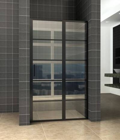 Saqu Industrial Black Nisdeur met Vast Deel 140×200 cm Mat Zwart
