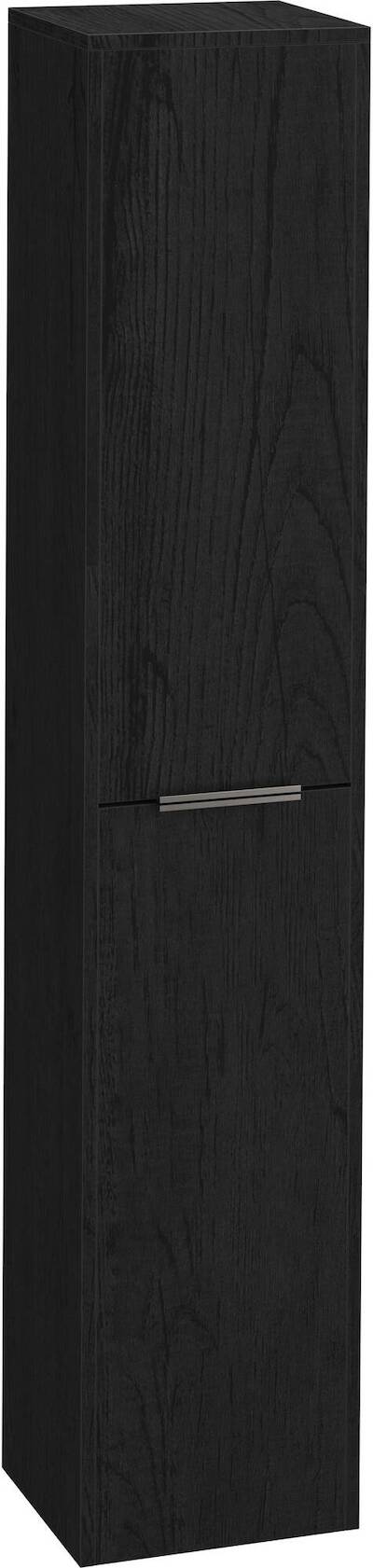 Saqu Lima hoge kast met grafiet greep 35x32x180cm eiken zwart