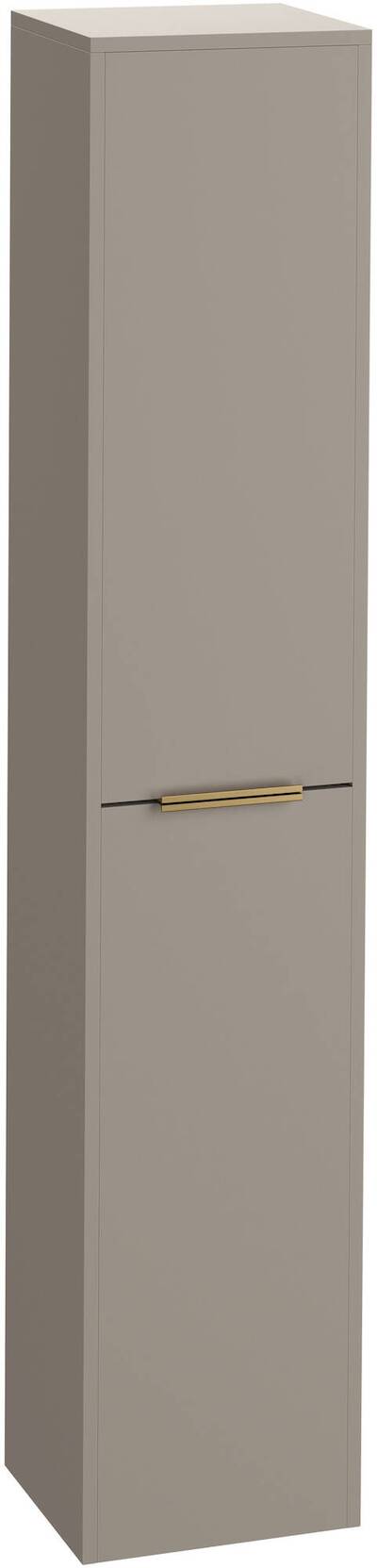 Saqu Lima hoge kast met messing greep 35x32x180cm mat greige