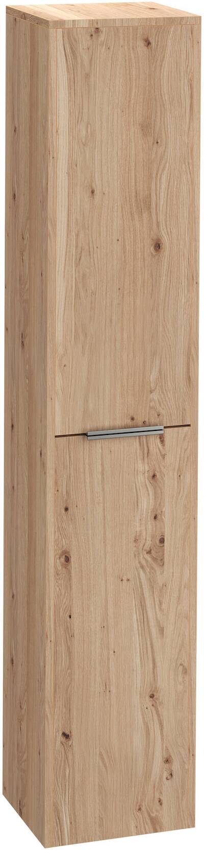 Saqu Lima hoge kast met rvs greep 35x32x180cm naturel eiken