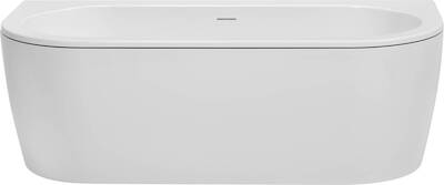 Saqu Line half vrijstaand bad 2-persoons back-to-wall 180×81,5cm glans wit acryl incl. afvoerplug wit