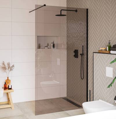 Saqu Modulo inloopdouche 100x210cm bruin glas mat zwart
