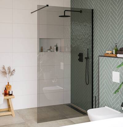 Saqu Modulo inloopdouche incl. antikalk 120x210cm grijs glas/mat zwart