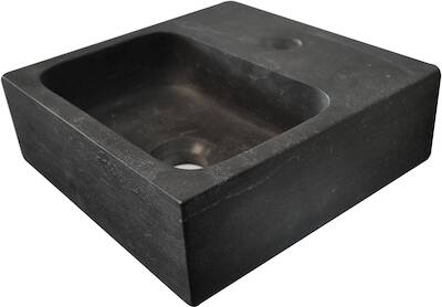 Saqu Nature Collection Fontein Vierkant 1 kraangat 30x30x10 cm Hardstenen Zwart