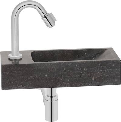 Saqu Nature Collection fonteinset met chromen kraan links natuursteen