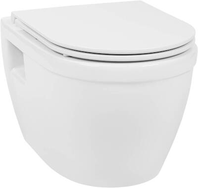 Saqu Neo randloos hangtoilet met sofclose en quickrelease toiletbril wit