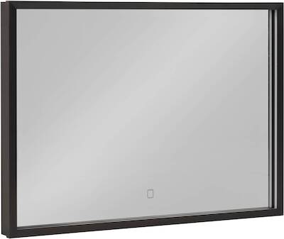 Saqu Nero Spiegel met LED verlichting en verwarming Mat Zwart 80×60 cm