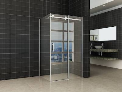 Saqu Roll douchedeur met zijwand 120x90x200cm aluminium nanoglas/chroom