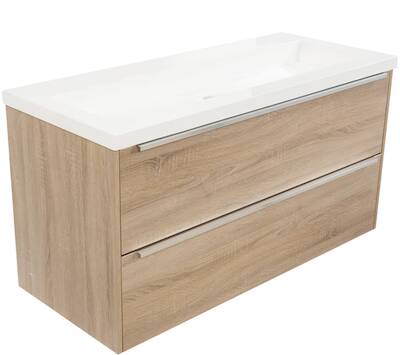 Saqu Salto voorgemonteerd badmeubel incl. wastafel zonder kraangat 120x52cm bardolino eiken