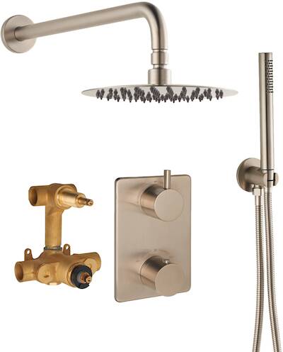 Saqu Shine complete inbouw regendoucheset Ø20cm geborsteld staal