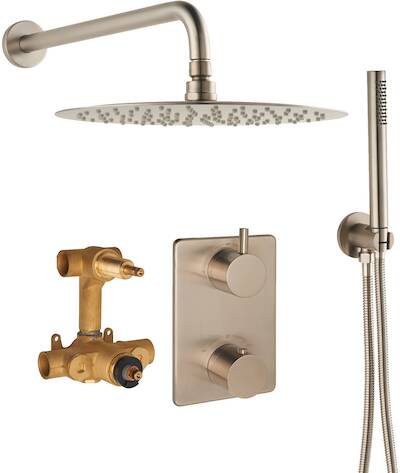 Saqu Shine complete inbouw regendoucheset Ø30cm geborsteld staal