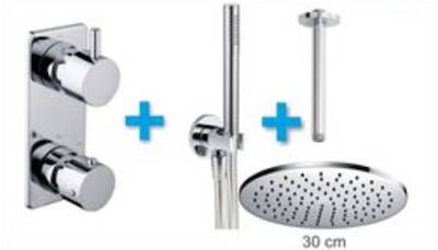 Saqu Shine Small 1-pack inbouwthermostaat rond 30cm met plafond aansluiting chroom