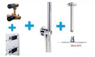 Saqu X-grip 1-pack inbouwthermostaat 20cm met plafond aansluiting chroom