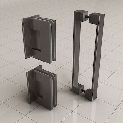 Scharnierset En Greep tbv Profielloze Nisdeur BWS Miley Gunmetal