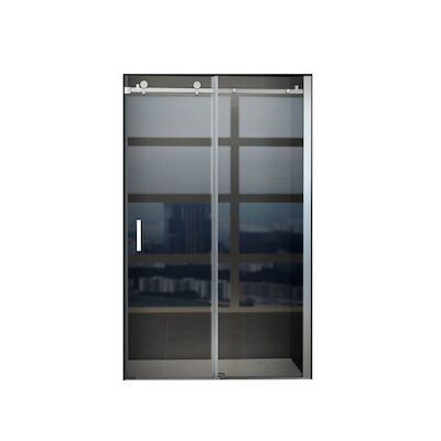 Schuifdeur Tweedelig BWS Hayes 120×200 cm Helder Glas Aluminium Profiel Chroom