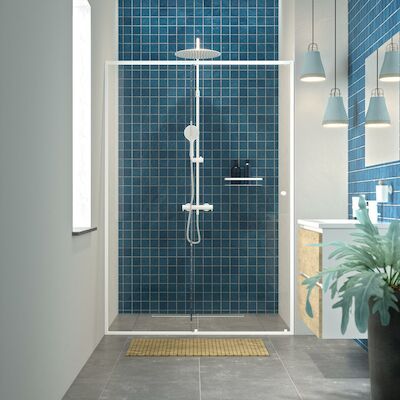 Schuifdeur Voor Nis Sealskin Contour 120×200 cm 6 mm Helder Glas Mat Wit